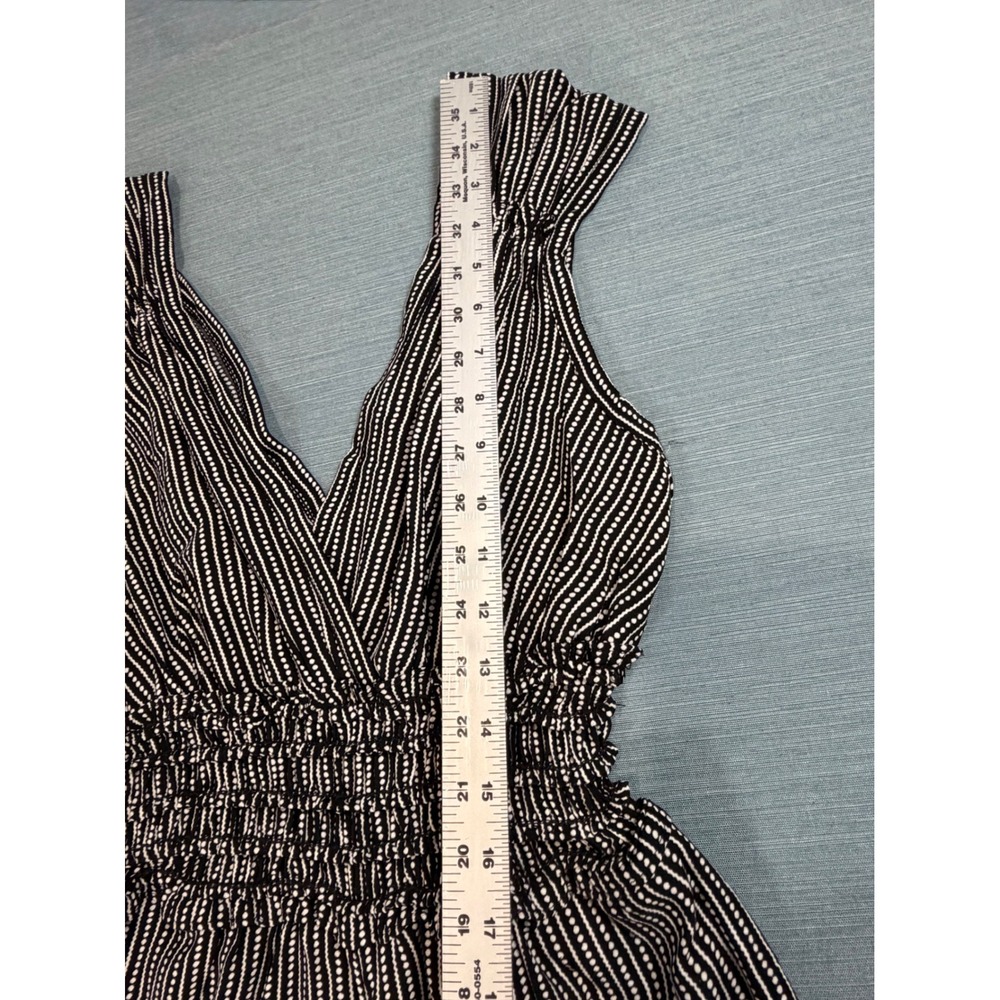 Unbranded Wide Leg Jumpsuit Womens M Black White Excellent Dotted Stripe Ruffle - Picture 6 of 12
